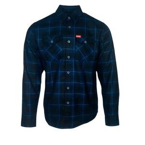 DIXXON Blue and Black Plaid Casual Button Down Shirt